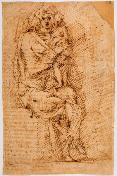Madonna med barn av Michelangelo (after) Buonarroti