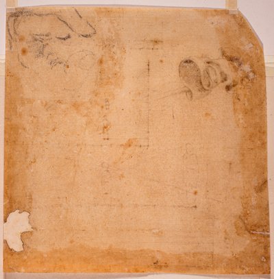 Perspektivstudier och banner av Michelangelo (after) Buonarroti