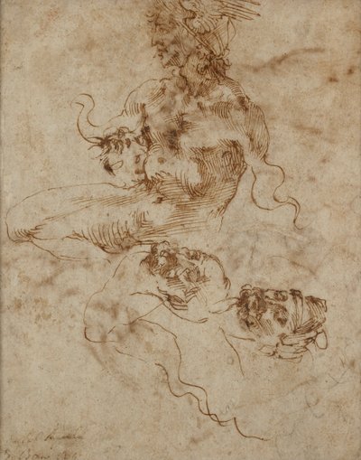 En figur som liknar en Triton, c1490-1560 av Michelangelo Buonarroti