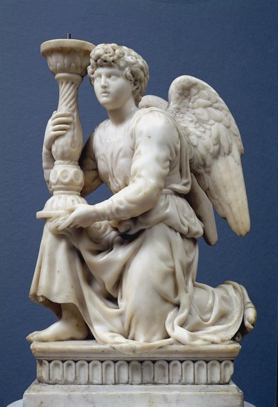 Ängel som håller en kandelaber, 1495 (marmor) av Michelangelo Buonarroti