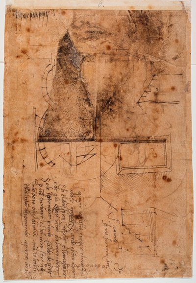 Autografa arkitektoniska studier och poetiska fragment av Michelangelo Buonarroti
