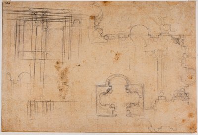 Planritning och arkitektoniska upphöjningar av Sforza-kapellet av Michelangelo Buonarroti