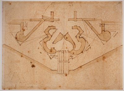 Fortifikatorisk design för en port av Michelangelo Buonarroti