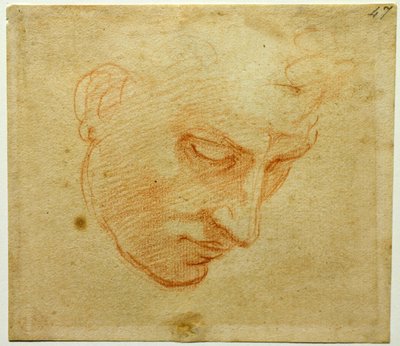 Head Study till Sixtinska kapellets tak, ca 1509-1510 av Michelangelo Buonarroti