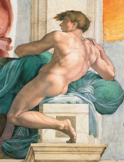 Ignudo Sixtinska kapellets tak i Vatikanen, 1508-1512. av Michelangelo Buonarroti