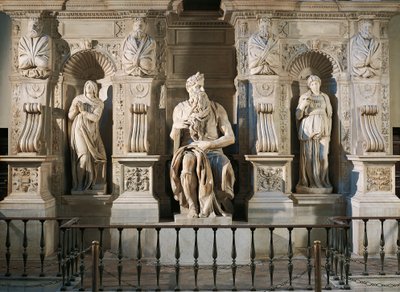 Italien, Rom, Peterskyrkan, Rakel, Moses och Lea, detalj från Julius II:s grav, cirka 1515, av Michelangelo (1475-1564) av Michelangelo Buonarroti