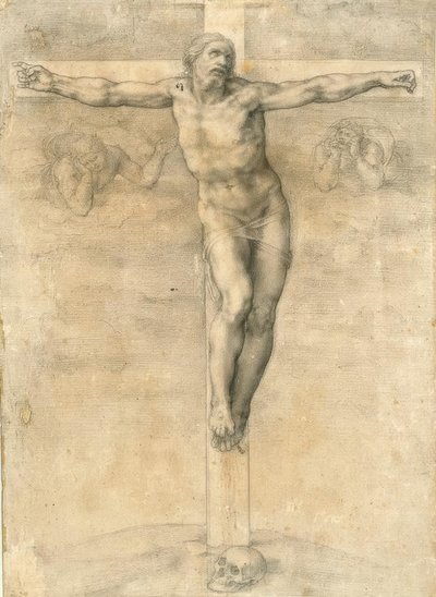 Korsfästelse med två änglar av Michelangelo Buonarroti