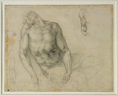 Den döda Kristus och två upprepningar av höger arm ... av Michelangelo Buonarroti