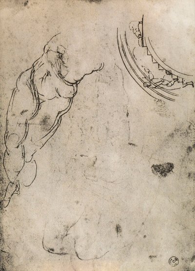Manliga ben, studie av Michelangelo. Cabinet of Drawings and Prints, Uffizi Gallery, Florens av Michelangelo Buonarroti