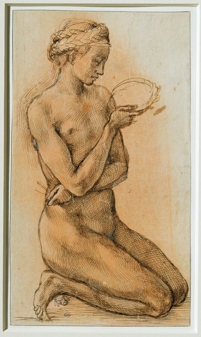 Maria Magdalena betraktar törnekronan... av Michelangelo Buonarroti