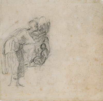 Sida från en skissbok: En kvinna i svart, c1490-1560 av Michelangelo Buonarroti