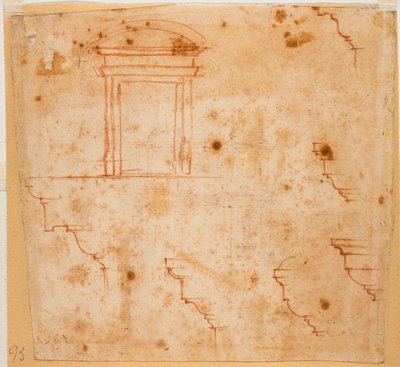 Ritningar för portaler och arkitektoniska listverk av Michelangelo Buonarroti