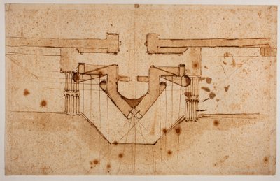 Projekt för befästning av en port, 1500-talet (ritning) av Michelangelo Buonarroti