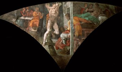 Bestraffning av Hamans sixtinska kapells tak i Vatikanen, 1508-1512. av Michelangelo Buonarroti