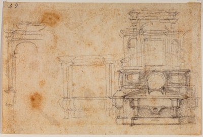 Studier från gravmonument för den nya sakristian av Michelangelo Buonarroti