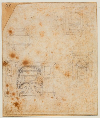 Studier av gravmonument för den nya sakristian av Michelangelo Buonarroti