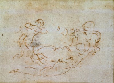Venus och Cupido studie av Michelangelo Buonarroti
