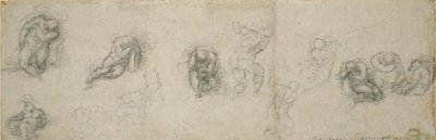 Studier av en sovande apostel och andra figurer, 1500-talet av Michelangelo Buonarroti