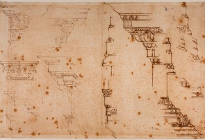 Studier av arkitektoniska element av Michelangelo Buonarroti