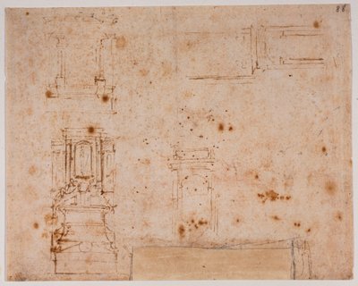 Studier av gravmonument för den nya sakristian av Michelangelo Buonarroti