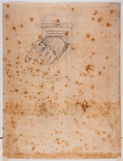 Studie för en pelare och hand av Michelangelo Buonarroti