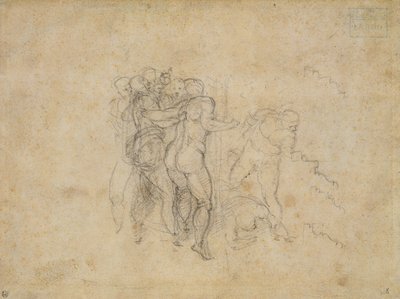 Studie för den sista domen (grafit på papper) av Michelangelo Buonarroti