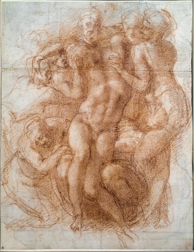 Studie för Pieta Deposition of Christ (ritning av Michelangelo Buonarroti