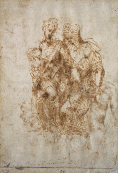 Studie av St. Anne, efter Leonardo Da Vincis "Anne", c.1502 av Michelangelo Buonarroti