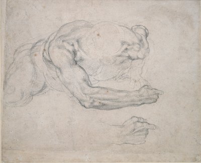 Studie av en man som reser sig från marken, 1500-talet av Michelangelo Buonarroti