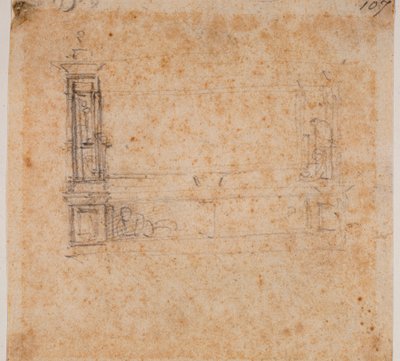 Studie av dubbel gravvägg för den nya sakristian av Michelangelo Buonarroti
