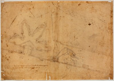 Studie av figur av annan hand och handskriven inskription av Michelangelo Buonarroti