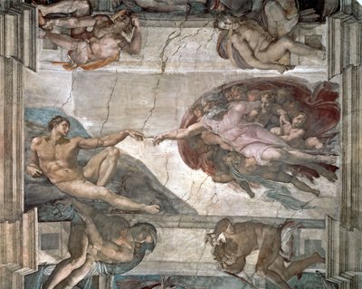 Skapelsen av Adam från Sixtinska kapellet av Michelangelo Buonarroti