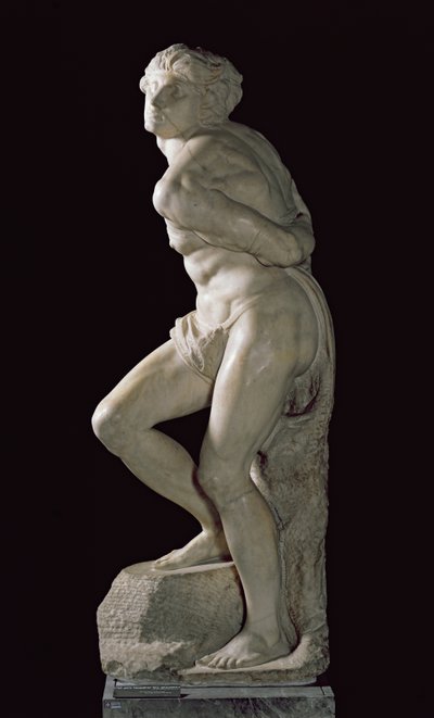Den upproriska slaven, 1513-15 av Michelangelo Buonarroti