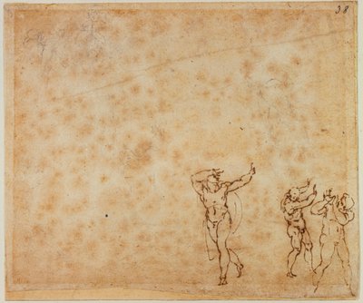 Tre nakenstudier av Michelangelo Buonarroti