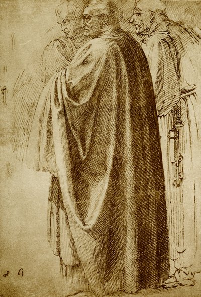 Tre män i långa kläder av Michelangelo Buonarroti