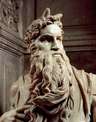Påven Julius II:s grav 1453-1513 detalj av Moses huvud, 1513-16 marmor av Michelangelo Buonarroti