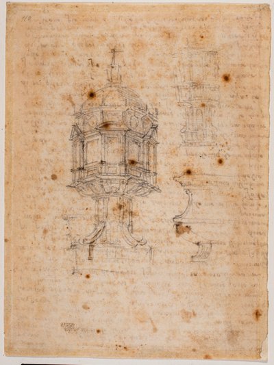 Två studier av ciborium av Michelangelo Buonarroti