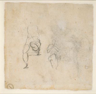 Två mycket små skisser av sittande figurer, c1490-1560 av Michelangelo Buonarroti