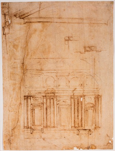 Väggprospekt för Laurentian recess av Michelangelo Buonarroti