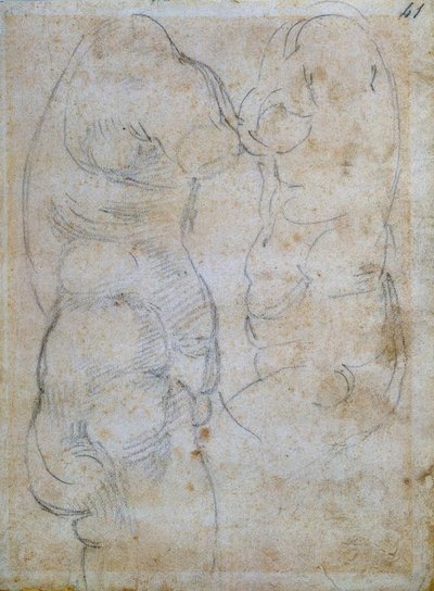 Två studier efter en antik kvinnotorso av Michelangelo Buonarroti