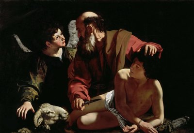 Abraham offrar Isaac av Caravaggio, Michelangelo (1571-1610). Olja på duk, ca 1597-1599, Mått: 116x173. Barbara Piasecka Johnson Collection av Michelangelo Merisi da Caravaggio