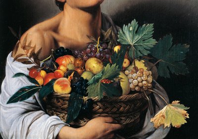 Pojke med en fruktkorg, detalj av Michelangelo Merisi da Caravaggio