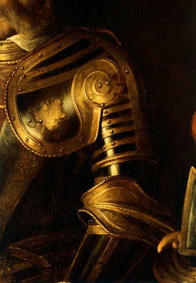 Detalj av porträttet av Alof de Wignacourt med sin sida av Michelangelo Merisi da Caravaggio