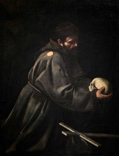 St Franciskus i meditation, ca. 1606 (olja på duk) av Michelangelo Merisi da Caravaggio