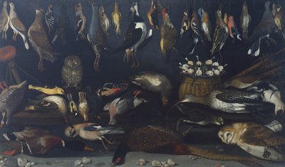 Stilleben med fåglar, av Master of the Hartford Still-life (olja på duk) av Michelangelo Merisi da Caravaggio