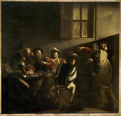 Matteus kallelse (målning på duk) av Michelangelo Merisi da Caravaggio
