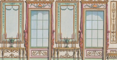 Invändig dekorerad vägg med fönster och bryggglas, nr. 267-273..., 27 februari 1784. av Michelangelo Pergolesi
