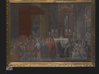 En religiös ceremoni i samband med Ferdinand IV:s tillträde till Neapels tron av Michele Foschini