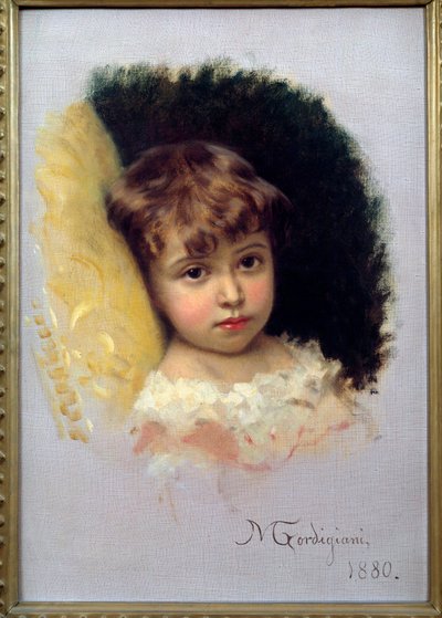 Barnporträttmålning av Michel Gordigiani (1830-1909) 1880 Florens, Museum of Modern Art av Michele Giordigiani