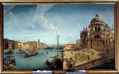 Utsikt över ingången till Canal Grande och på Salutekyrkan i Venedig Målning av Michele Marieschi (1710-1741) 1700-tal sön. 1,25x2,13 m av Michele Marieschi